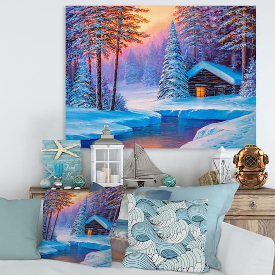 Designart - Old Cabin In Winter Forest I